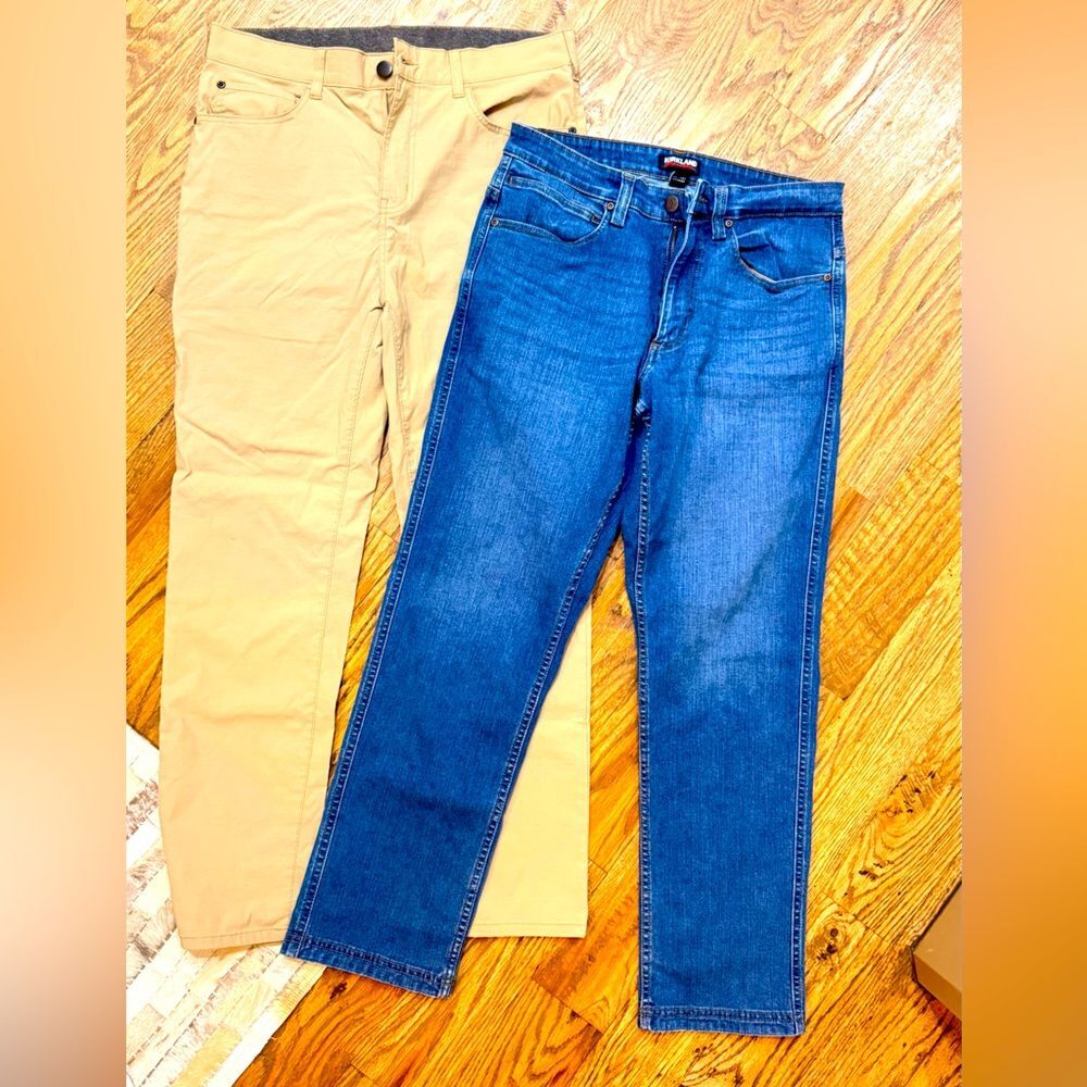 Bundle of men’s pants members Mark khakis in Kirkland denim jeans